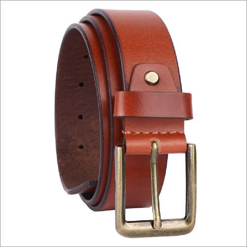 Mens Tan Leather Belt - Leather Material, Steel Buckle, Brown Color | Unique Perforated Strap, Perfect Fit For Casual Attire