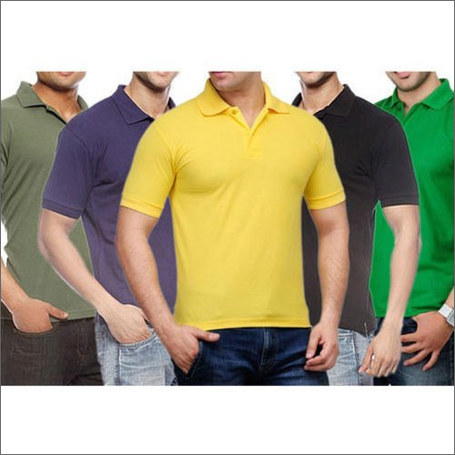 Mens Collar T Shirt - Cotton Fabric, Short Sleeves, Available in Various Colors | Plain Pattern Design Suitable for Male Wear