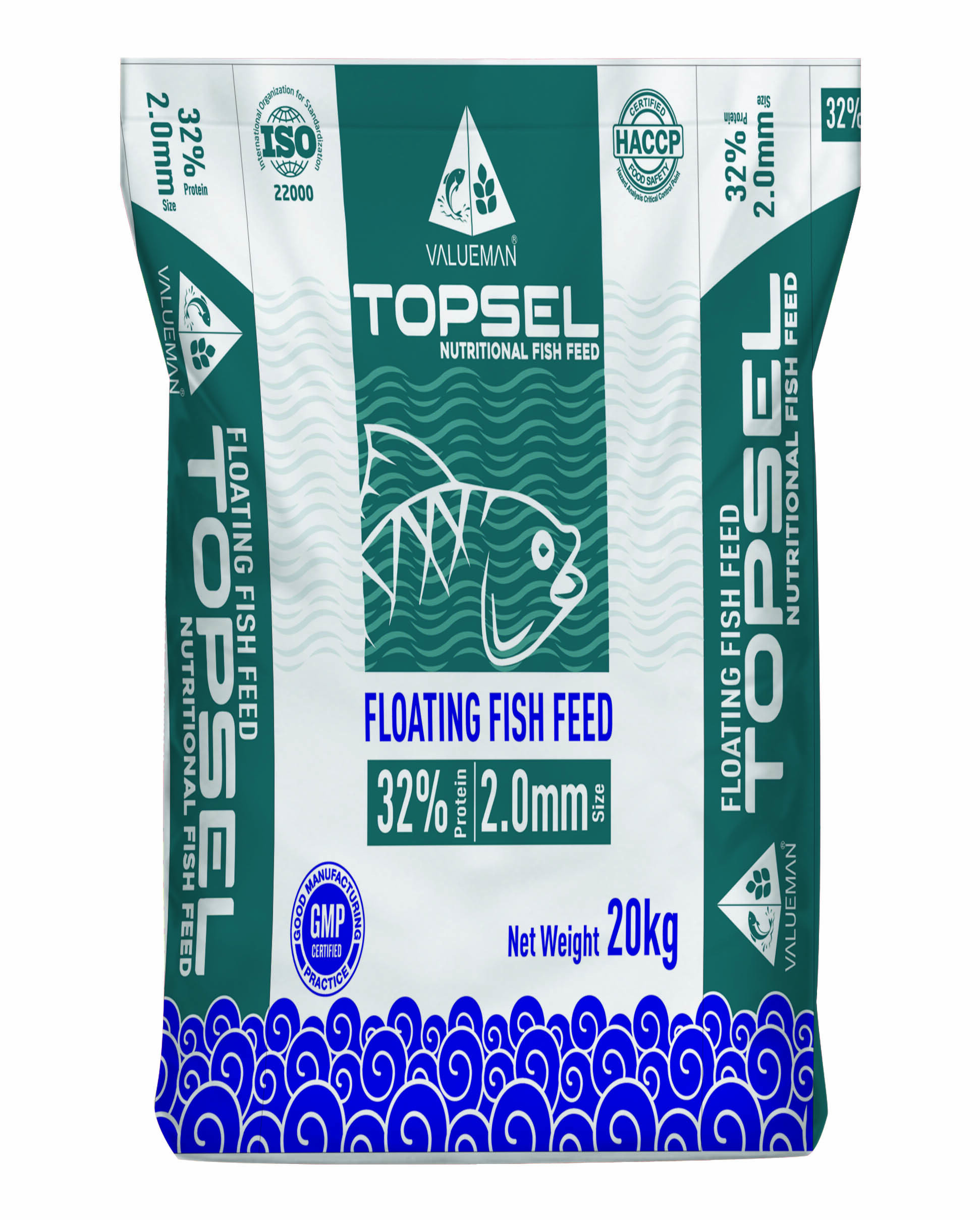 Floating Fish Feed Size (0.8mm - 4mm) 22p/4f To 42p/6f