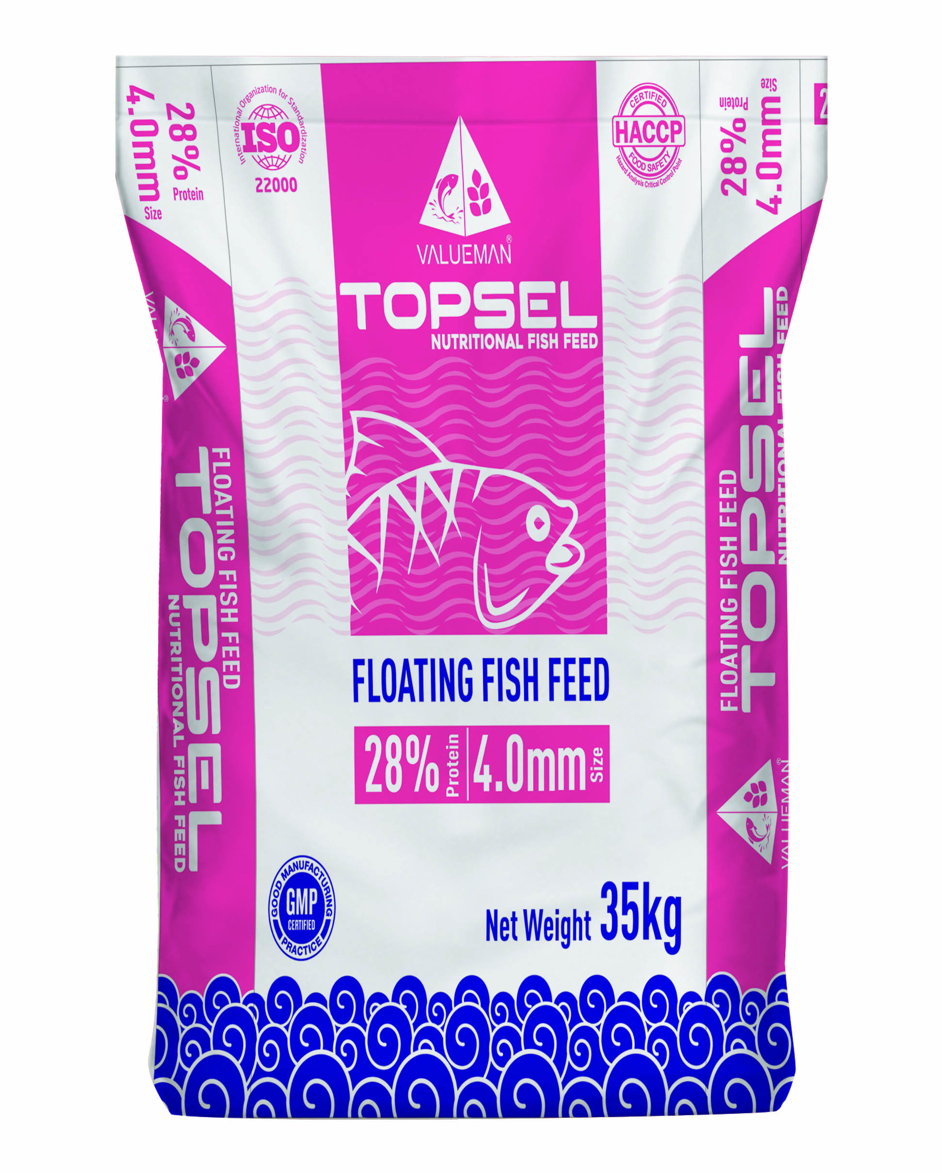 Floating Fish Feed Size (0.8mm - 4mm) 22p/4f To 42p/6f