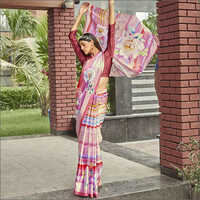 मल्टीकलर फ्लावरी जापान क्रेप साड़ी