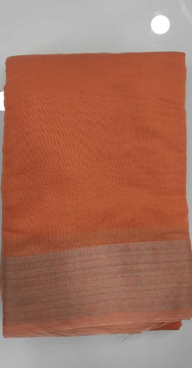 Sarii Collection - Cotton Sarees, Full Length With Beautiful Plain Colours, Custom Size, All Season Wear, Washable, Plain Dyed Technique