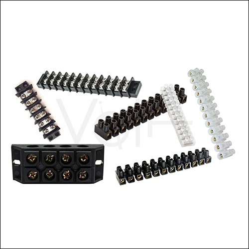 Strip Connectors - Plastic, Various Sizes | Black, 300V, 15A, 2-12 Terminals, Screw Mounting