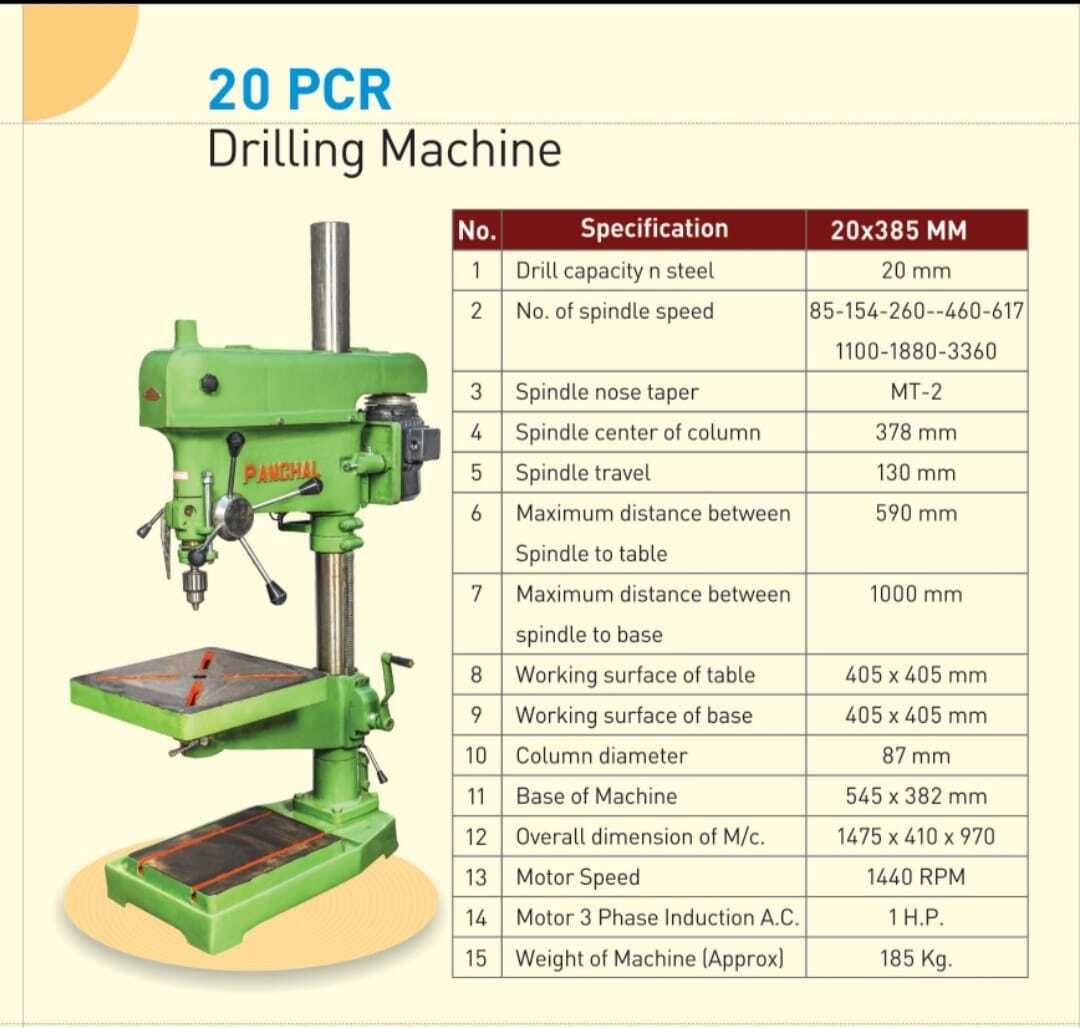 Pedestal Drilling Machine - Cast Iron, 20x385mm, 1 Hp Motor, Variable Speed | Durable, Efficient, Heavy Duty, Easy Operation, Precise Drilling, Versatile