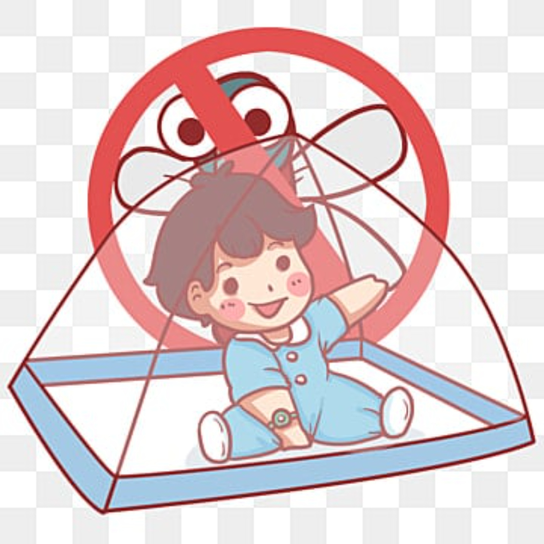 Baby Mosquito Net Joker Pink - Cotton Medium Size , Easy To Assemble And Fold, Cartoon Design, Strong Steel Frame For Convenient Use