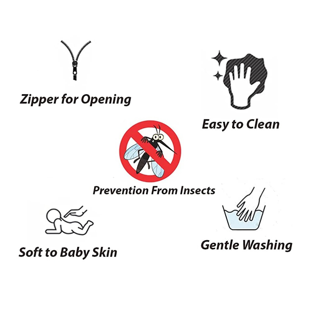 Baby Mosquito Net Joker Pink - Cotton Medium Size , Easy To Assemble And Fold, Cartoon Design, Strong Steel Frame For Convenient Use