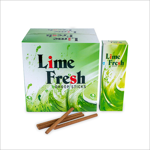 Lime Fresh Dhoop Sticks - Natural Organic Material | Brown Color, Round Shape, Indian Incense for Religious Use, Calming Aroma Experience