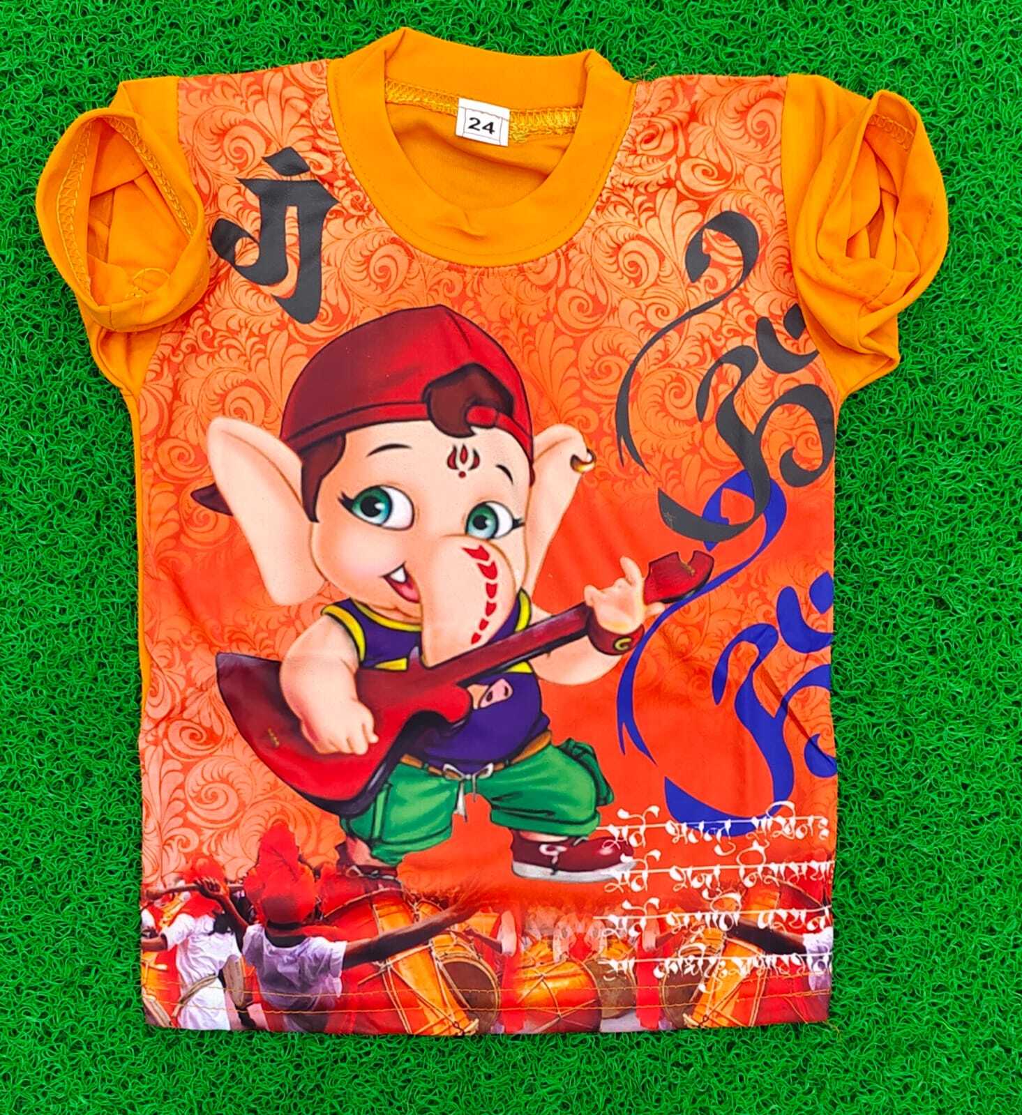Sbf Ganeshji Digital Prints T-shirts - Cotton Blend, Mixed Sizes Available | Washable, Half Sleeve, Customizable For Kids And Teenagers