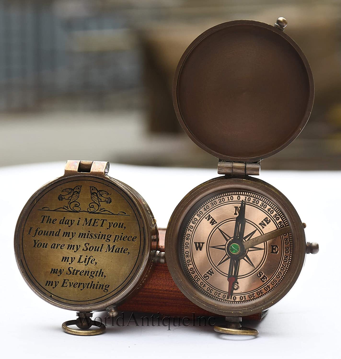 Brass Engraved Compass Gift For Husband Anniversary Wedding Gift