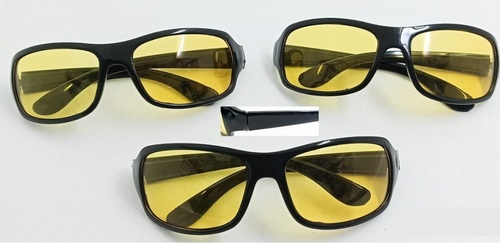 Night Vision Eyewear - PC Material, 1-Year Warranty | Black Frame, Yellow Lenses for Enhanced Nighttime Visibility
