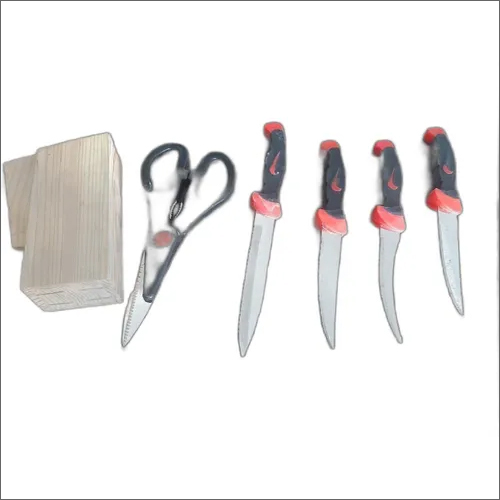 Stainless Steel Knife Set - Stainless Steel, Set Of 4, Red And Black | Multi-purpose Blades For Cutting Meat, Chopping Onions, Dicing Vegetables