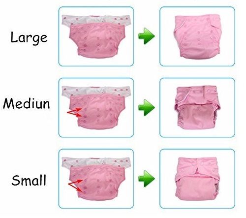 Baby Button Diapers Pink Print - Cotton, Medium Size, Pink Color | Versatile Pants Style Diaper Can Be Used As Pocket Diaper