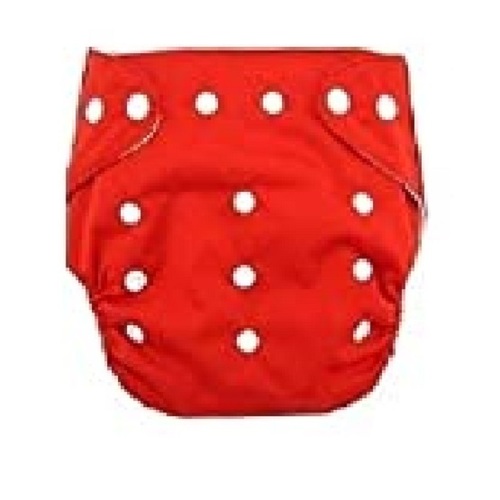Baby Button Diaper Plain - Cotton, Medium Size, Red Color | Versatile Use with Pocket Diaper Option, Ideal for 0-24 Months