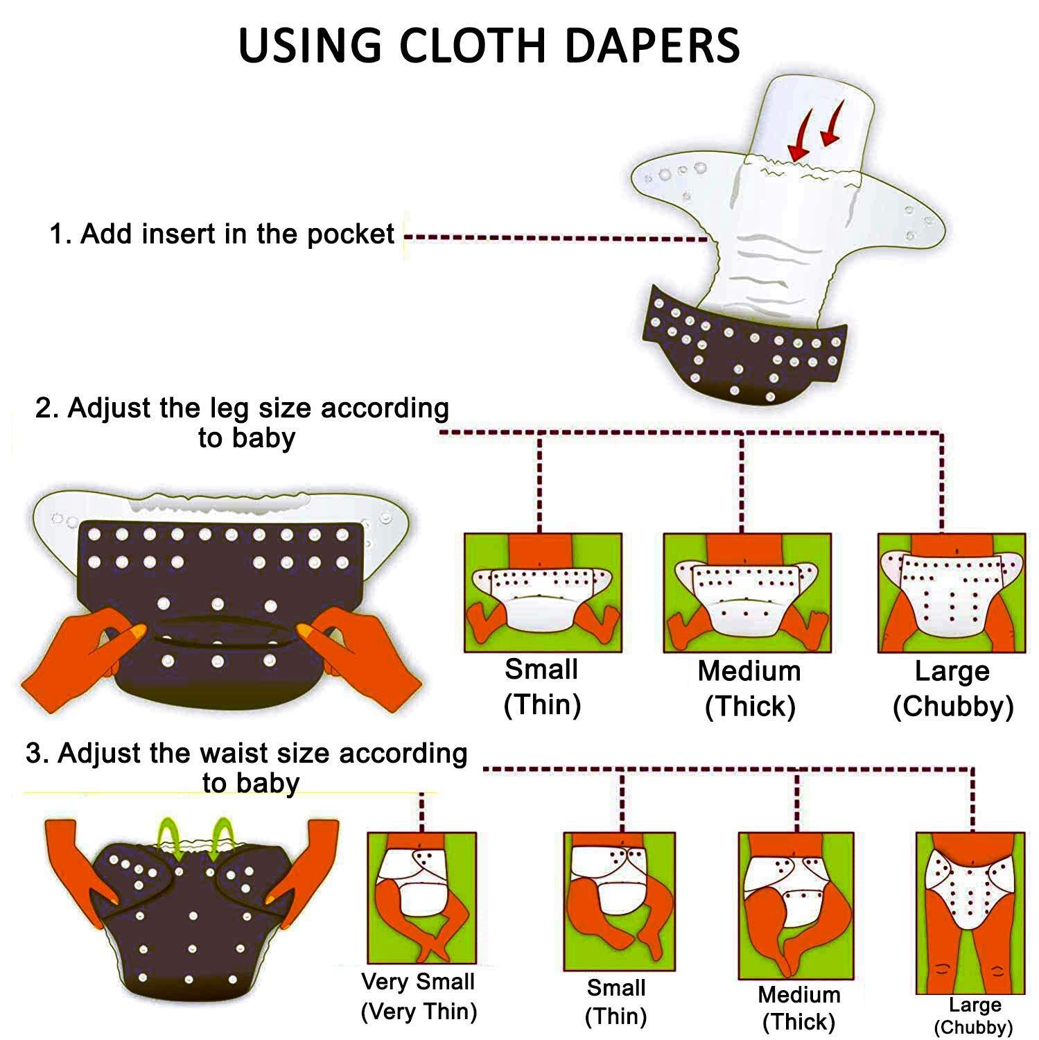 Baby Button Diaper Plain - Cotton, Medium Size, Red Color | Versatile Use With Pocket Diaper Option, Ideal For 0-24 Months