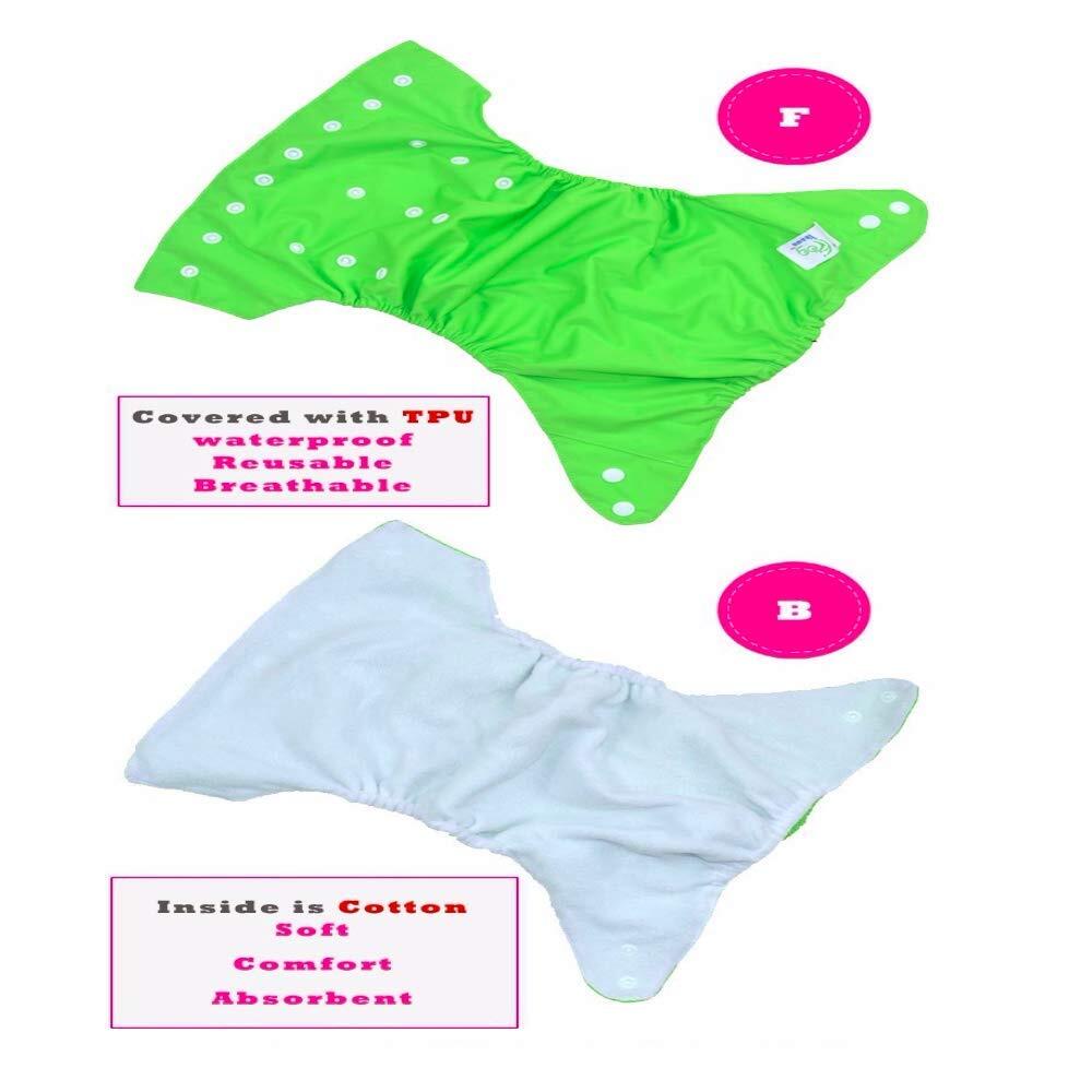 Baby Button Diaper Plain - Cotton, Medium Size, Green | Versatile Insert Options For Pocket Diaper Use, Suitable For 0-24 Months
