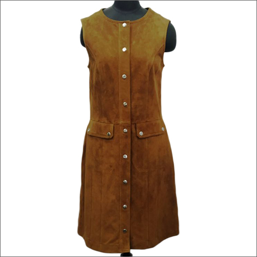 Indian Ladies Suede Leather Long Dress