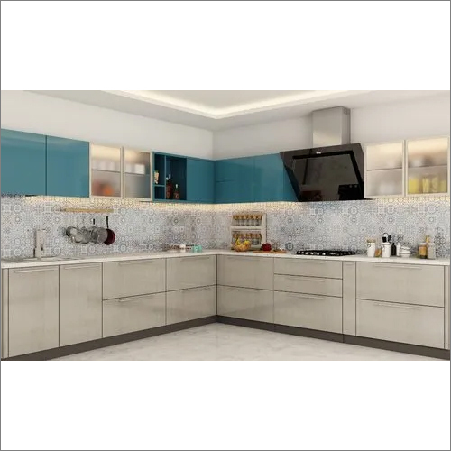 आधुनिक एल शेप मॉड्यूलर किचन डोर टाइप: फोल्डिंग डोर