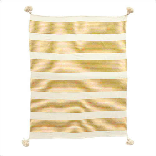 Breathable Cream Striped Cotton Handwoven Throws