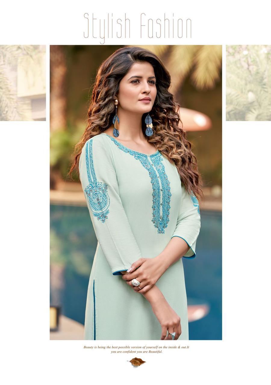 Branded Kurti - Rayon Heavy Fabric, Sizes S(36) To Xxxl(46), 46 Inch Length | Ethnic Style With Handwork And Embroidery, 3-4th Sleeve