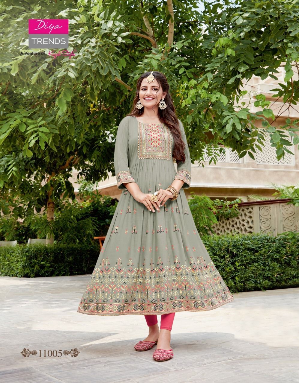 Ladies Gowns - Rayon With Fancy Embroidery Work & Classy Gold Prints, Sizes S(18) To 5xl(25), Breathable | Ethnic Printed Design, Washable For All Seasons