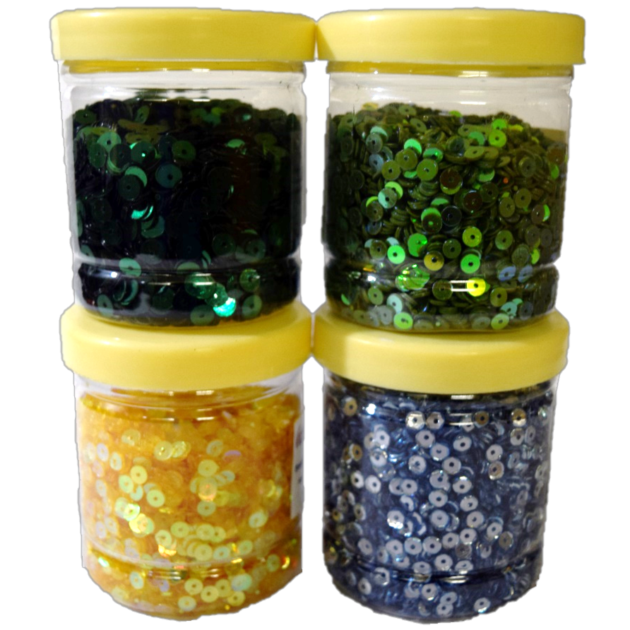 येलो कर्व्ड राउंड सेक्विन