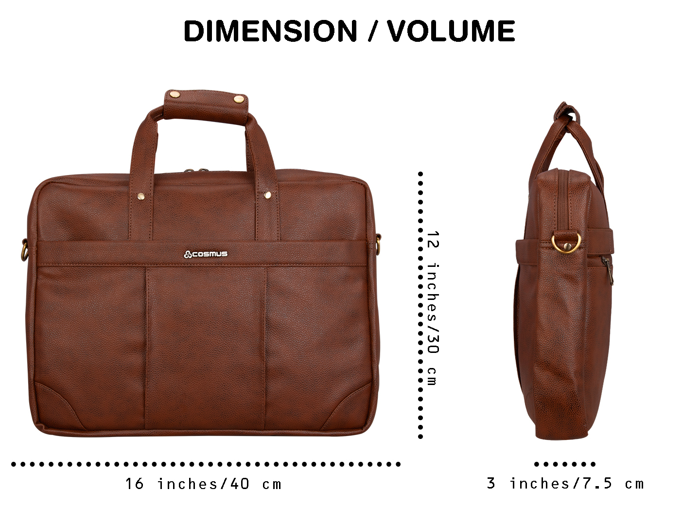 Pu Leather Messenger Office Bag Cosmus Signet Brown Design: Solid