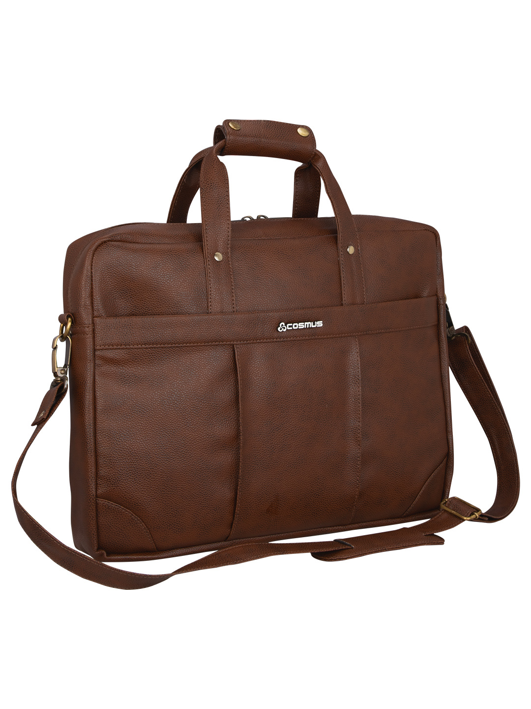 Pu Leather Messenger Office Bag Cosmus Signet Brown Design: Solid