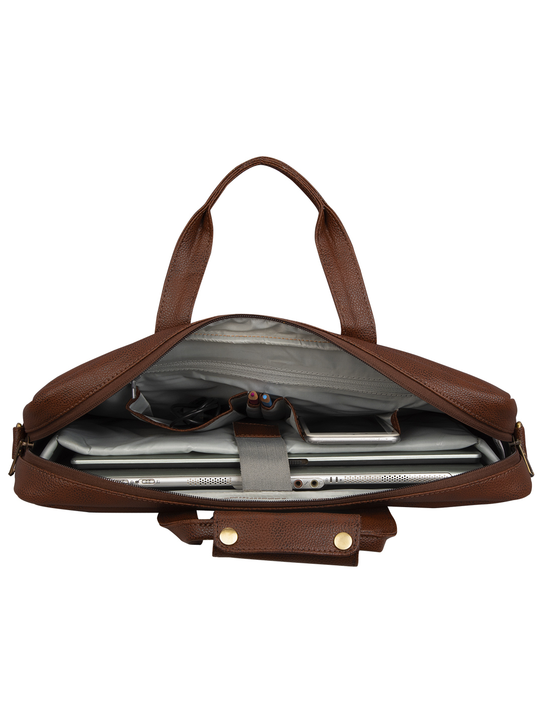 Pu Leather Messenger Office Bag Cosmus Signet Brown Design: Solid