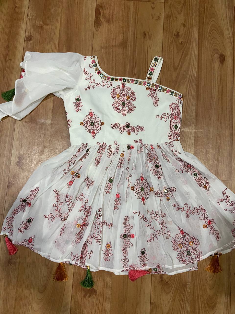 Dyable Georgette Dress Fabric D 3452 - 44 Inch Length, Embroidered Texture | Lightweight, Washable, Size 42