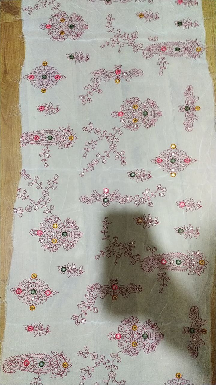 Dyable Georgette Dress Fabric D 3452 - 44 Inch Length, Embroidered Texture | Lightweight, Washable, Size 42
