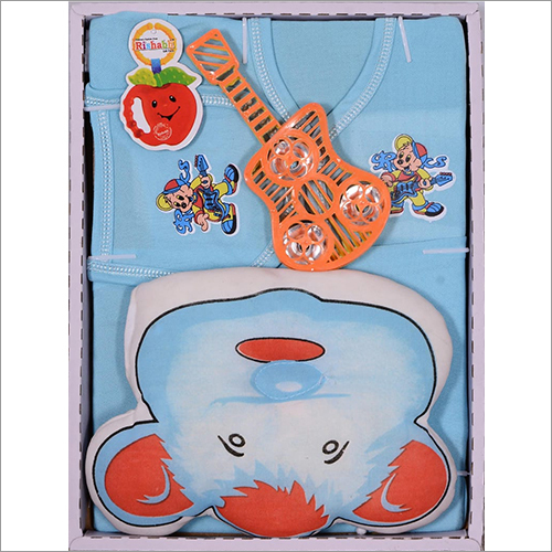 कॉटन बेबी वियर ब्लू सूट गिफ्ट सेट