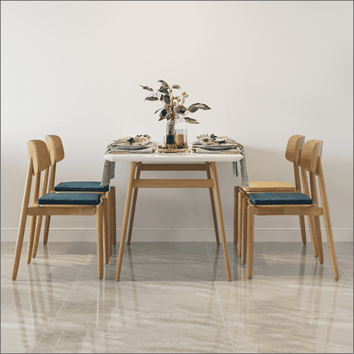 Wooden Dining Table Set - Solid Hardwood, Modern Design with Four Chairs | Resilient Indoor Furniture for Dining Room
