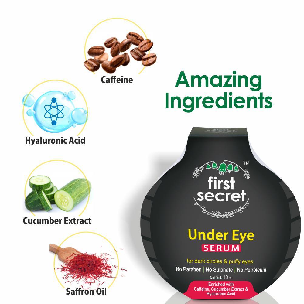Under Eye Serum For Dark Circles - 10 Mg, Liquid Form | Anti-wrinkles, Deep Cleansing, Hydrating, Nourishing With Caffeine, Saffron Oil & Cucumber Extract
