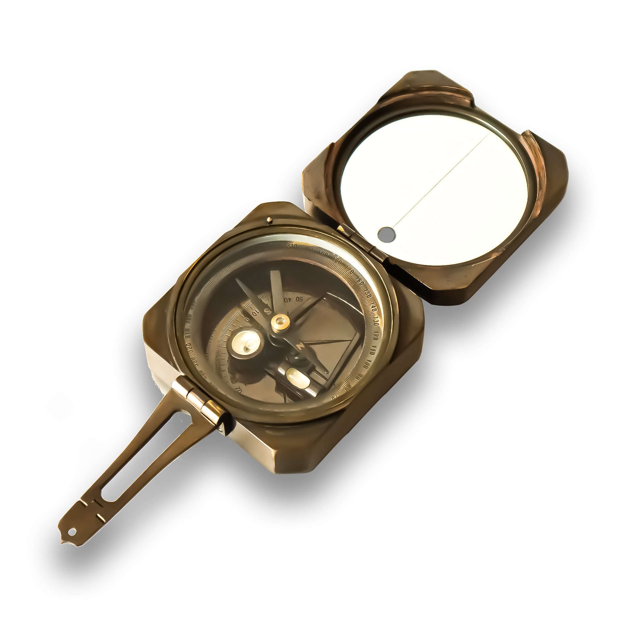 Handmade Antique Nautical Rectangular Brass Brunton Compass