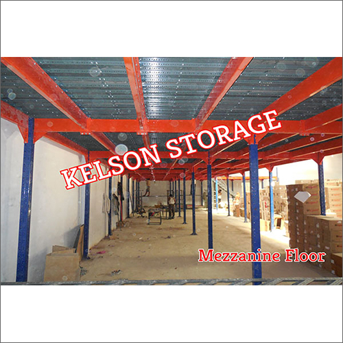 ऑरेंज-ब्लू इंडस्ट्रियल मेजेनाइन फ्लोर