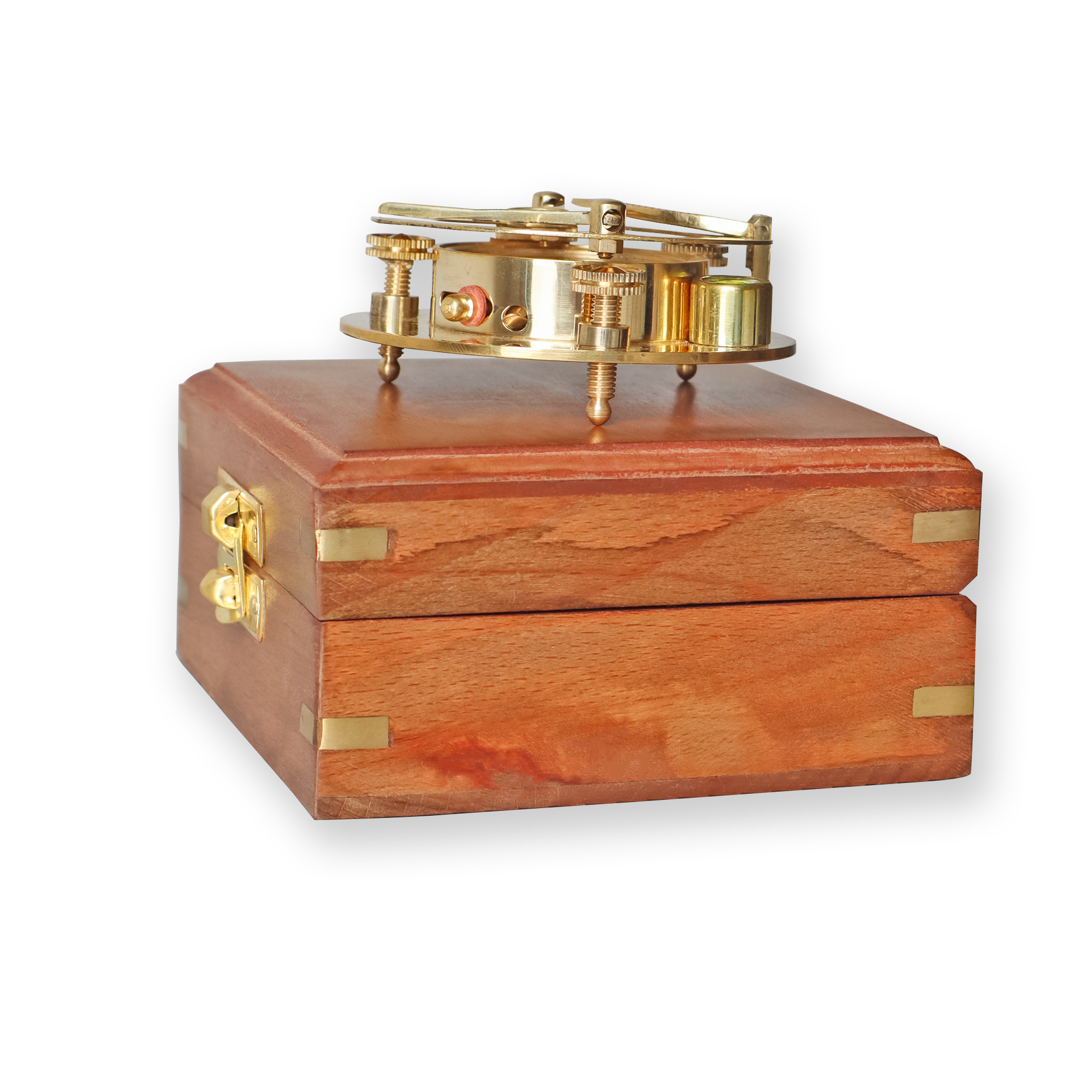 Handmade Brass Nautical Sundial Compass With Hexagon Wooden Box