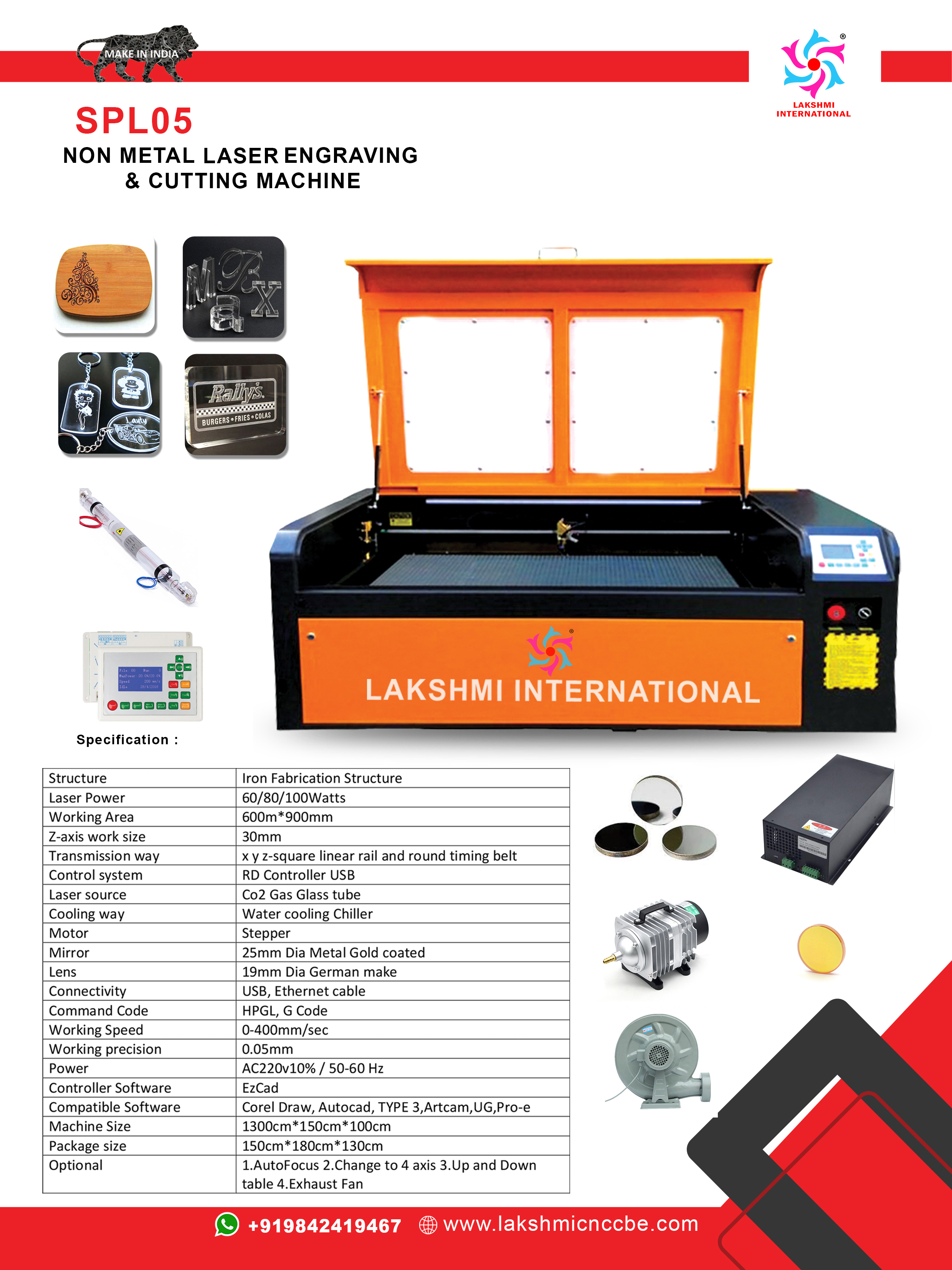 Co2 Laser Engraving And Cutting Machine - Acrylic, Wood, 1200*900mm, Blue | 12 Month Warranty, Cnc Control, Water Cooling System, Supports Dxf Format