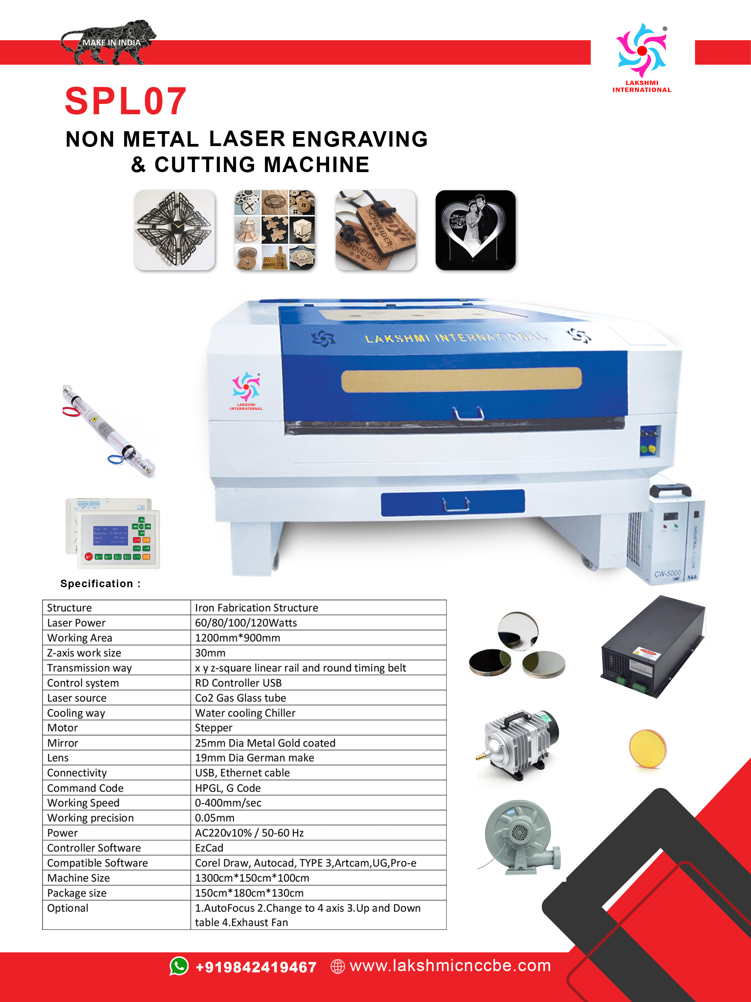 Co2 Laser Engraving And Cutting Machine - Acrylic, Wood, 1200*900mm, Blue | 12 Month Warranty, Cnc Control, Water Cooling System, Supports Dxf Format