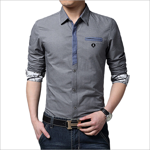 Men''s Casual Shirt - Cotton, Full Sleeves, Grey | Breathable, Quick Dry, Anti UV, Water Proof, Anti Wrinkle, Washable, Customized Logo