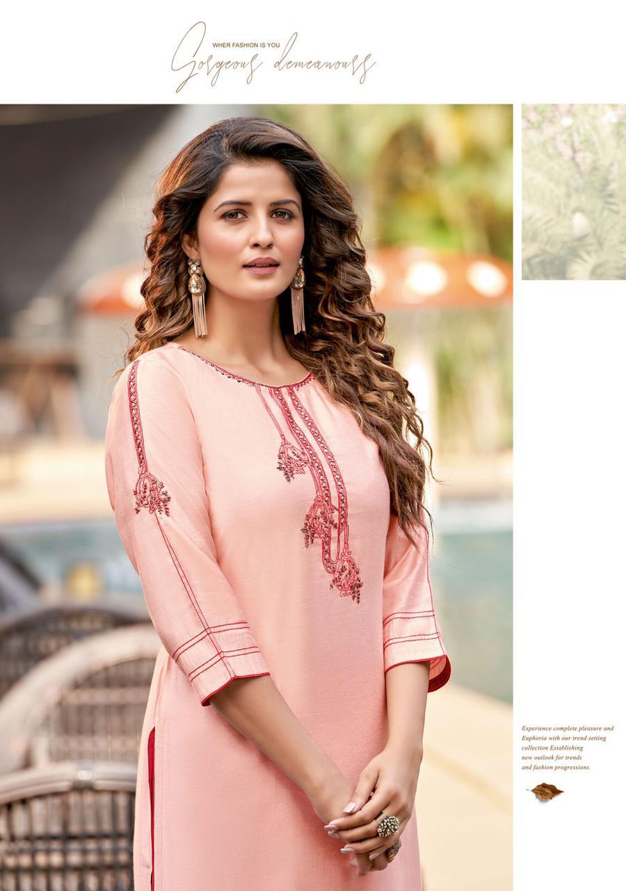 Heavy Rayon Kurti - Handworked Embroidery, Customized Sizes 36 Pieces Minimum | Breathable 3/4th Sleeve, Modern Ethnic Pattern