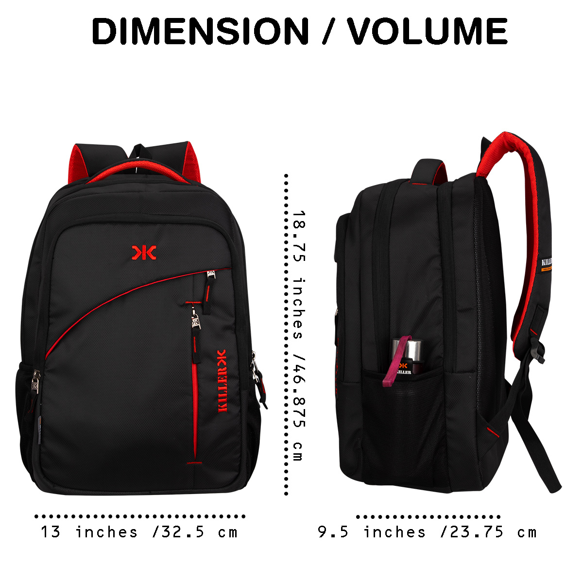 Killer Louis 38l Black Laptop Backpack Design: Solid