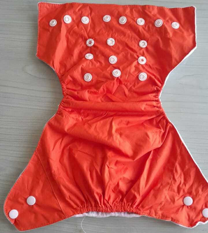 Kids Orange Diaper - Cotton Material, Size 0-5 | Washable, Lightweight 50 Grams, Suitable For Infants & Babies In Versatile Colors
