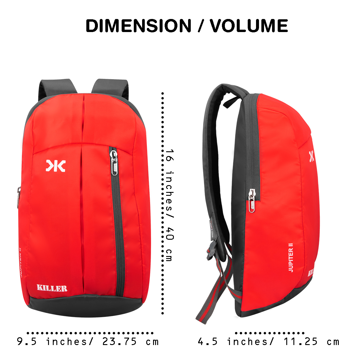 Killer Jupiter Red 12l Daypack - High-grade Pu Coated Polyester 9.5x16x4.5 Inches Red | Unisex Multi-purpose Moisture Proof Zipper Top
