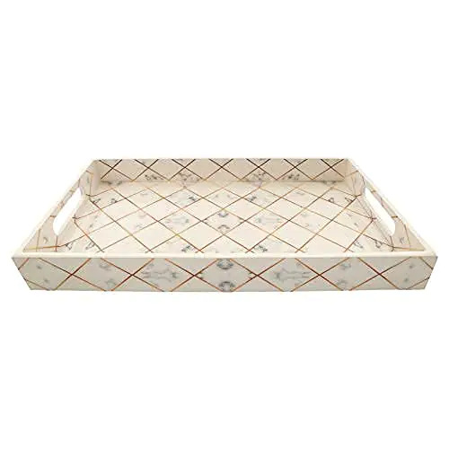 Durable Design Wooden Serving Tray - Wood Material, Large 15x9x1.5 Inches, Medium 13x7x1.5 Inches, Small 11x5x1.5 Inches, Off-white Color, Versatile Use, Elegant Design, Easy To Clean