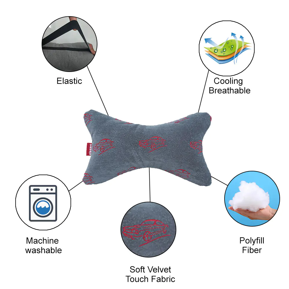 Elegant Comfy Neck Rest Pillow - Soft Feel Velvet Fabric 1-year Warranty | Quirky Design Hand Washable Silkanised Polyfill Cushion