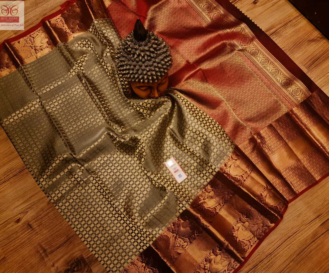 Grey Wedding Wear Silk Saree New Shaded Colour