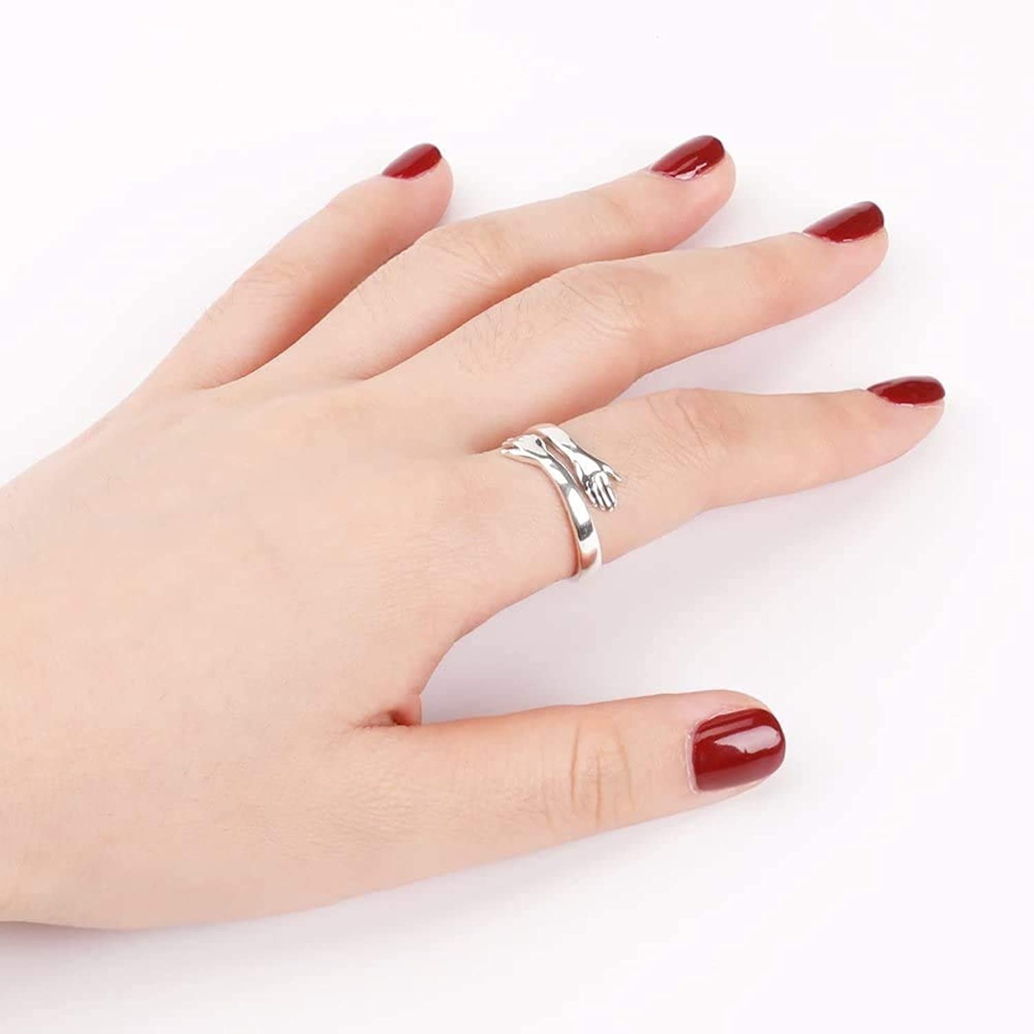 Vembley Spcial Silver Adjustable Friendship And Loved Ones Cuddle Hug Ring For Girl And Women Always Wear It All Special Days Size: Freesize