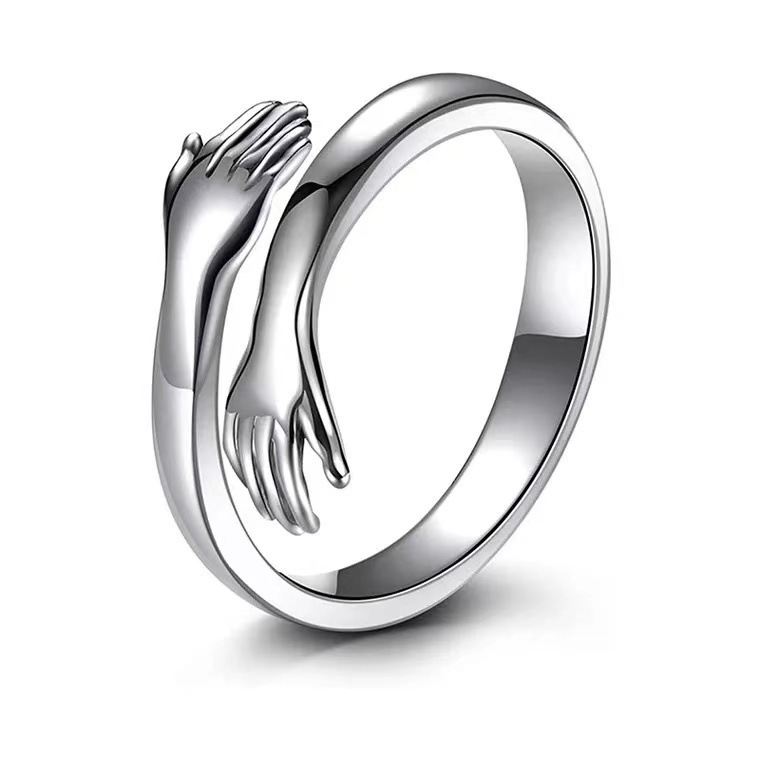 Vembley Spcial Silver Adjustable Friendship And Loved Ones Cuddle Hug Ring For Girl And Women Always Wear It All Special Days Size: Freesize