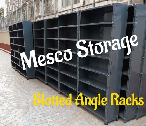 Industrial Slotted Angle Racks - Mild Steel, 12 Foot Height, Grey Color | Ideal for Industrial Usage with Rectangular Design