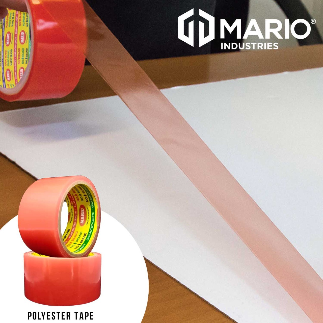 Double Sided Red Liner Polyester Tape - Length: 40-50 Meter (M)